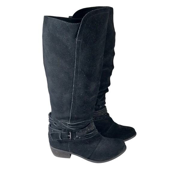 NAUGHTY MONKEY! BLACK GENUINE LEATHER WESTERN TRIPLE ANKLE WRAP BOOTS! SZ 7.5M - Picture 10 of 10